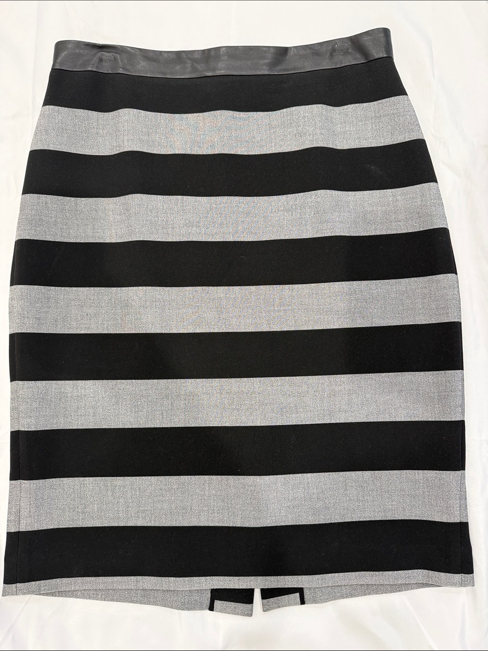 Banana Republic Striped Black and Gray Pencil Skirt—14